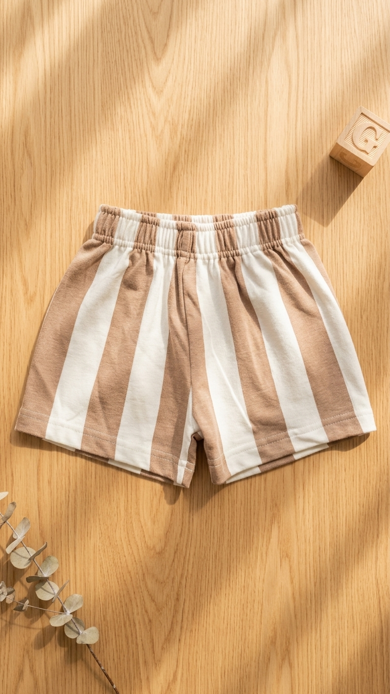 Biscotti Stripe Cotton Shorts for Kids – Gozi