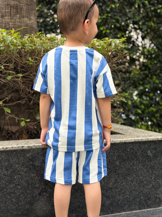 The Football Collection: Blue – Kids French Terry Co-ord Set (T-Shirt & Shorts)