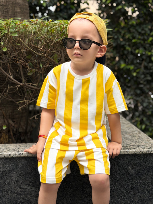 The Football Collection: Yellow – Kids French Terry Co-ord Set (T-Shirt & Shorts)