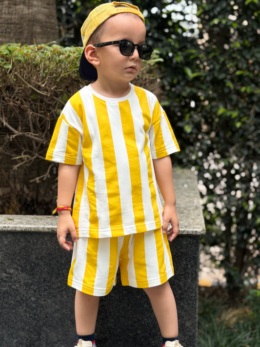 The Football Collection: Yellow – Kids French Terry Co-ord Set (T-Shirt & Shorts)