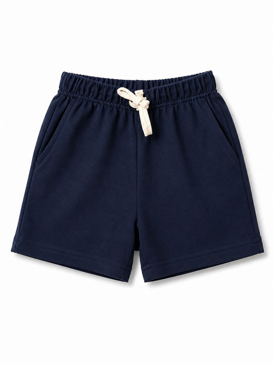 Navy Blue Kids Shorts – 240 GSM Cotton French Terry (1-8 Years)