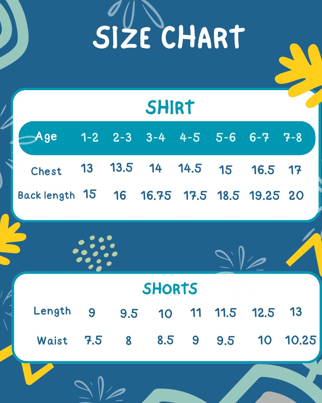 Kids Cotton Co-ord Set Size Guide – Gozi