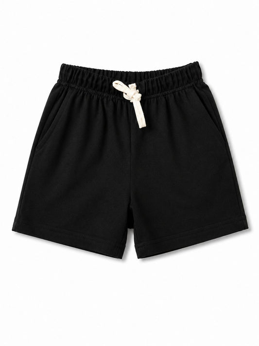 Black Kids Shorts – 240 GSM Cotton French Terry (1-8 Years)