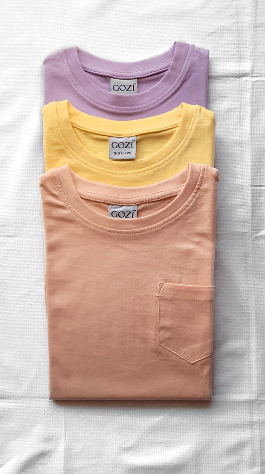 Lavender, Coral & Light Yellow - Pack of 3 Super Soft Cotton T Shirts For Baby Boys and Girls