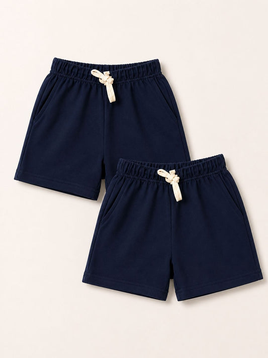 Kids Shorts Pack of 2 – Navy & Navy | 240 GSM French Terry