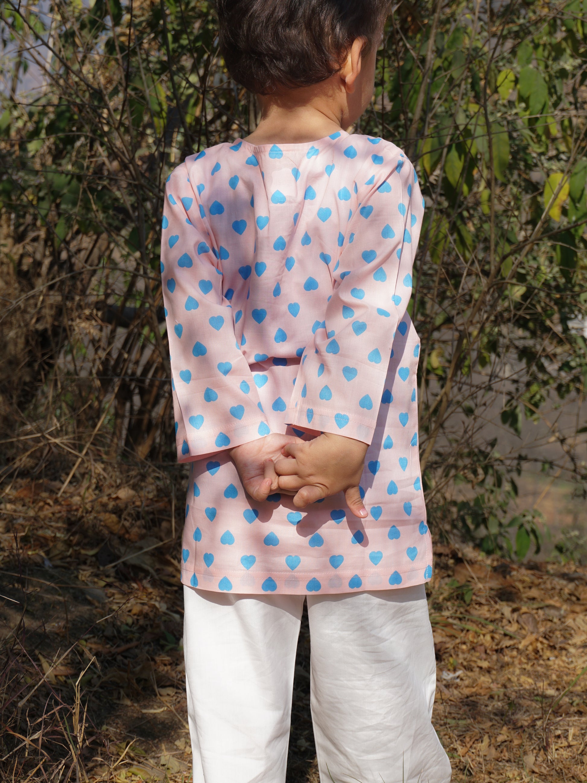 Lots of Love Print Cotton Kurta Pajama Set for Kids – Gozi