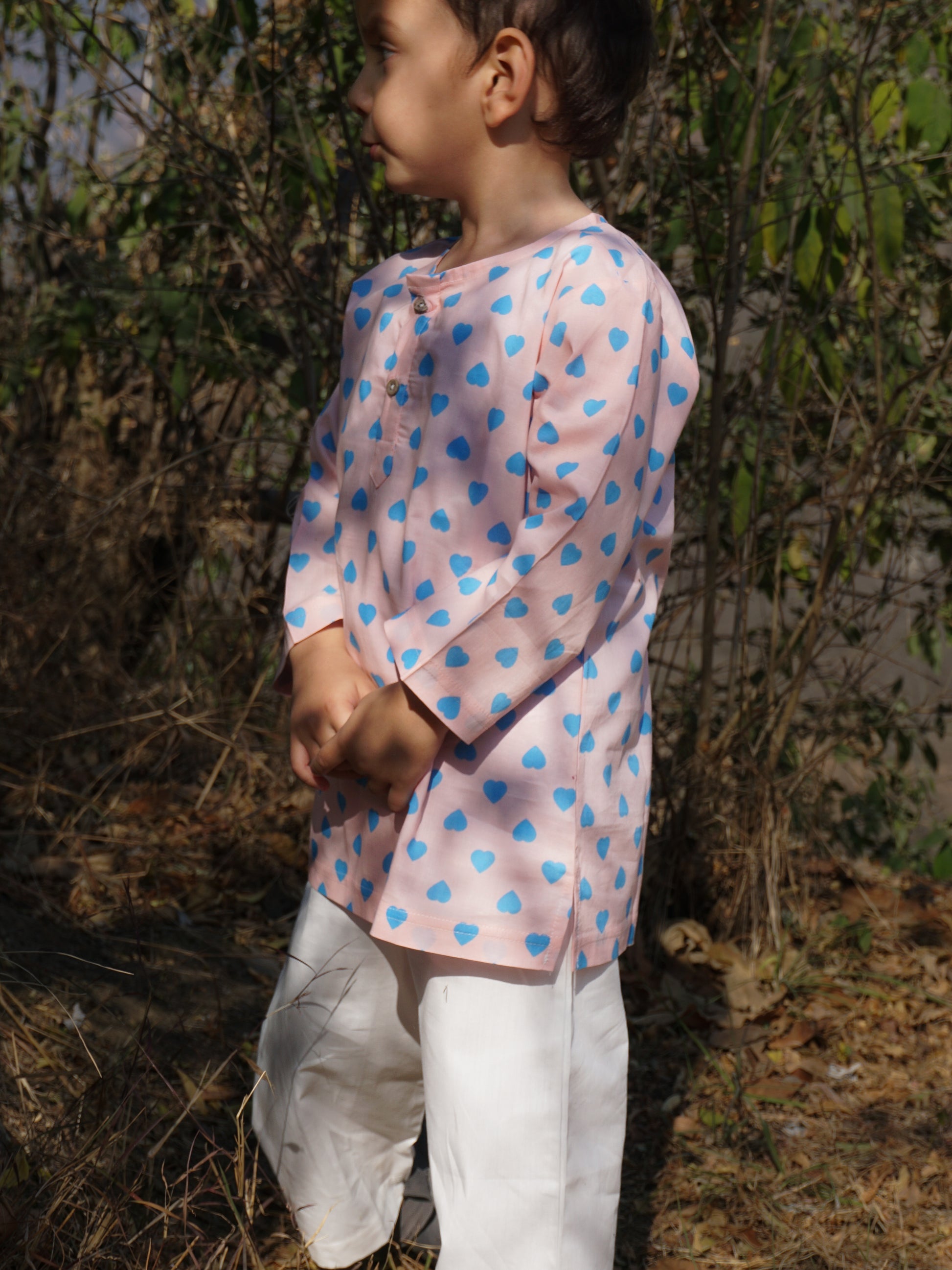 Lots of Love Print Cotton Kurta Pajama Set for Kids – Gozi