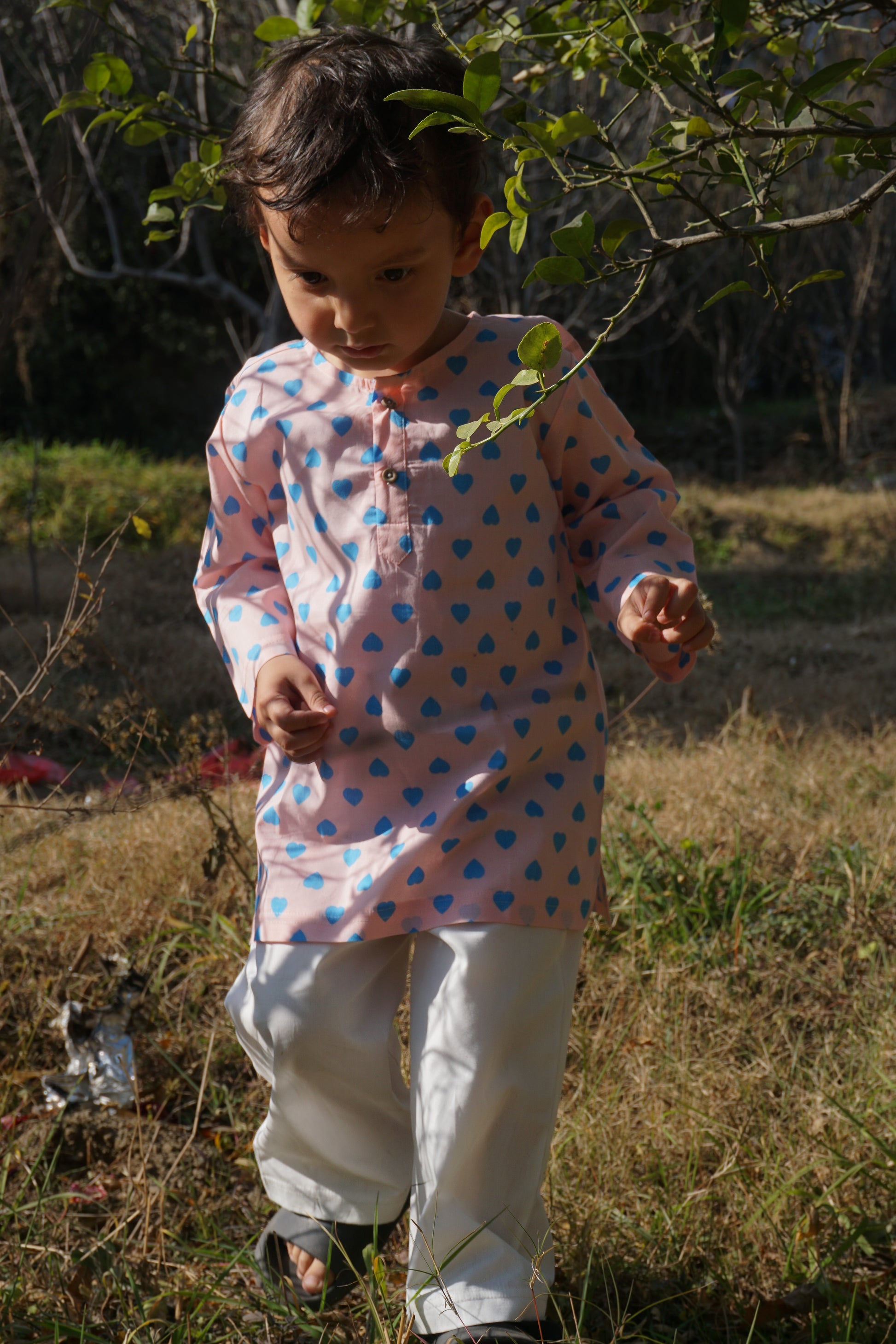 Lots of Love Print Cotton Kurta Pajama Set for Kids – Gozi